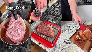 video Príprava wagyu steaku za $200 na mede za $300