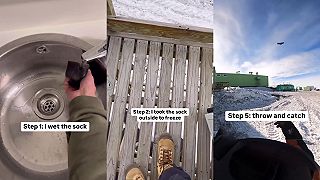video Muž si na Antarktíde vyrobil z ponožky bumerang