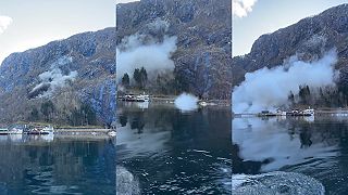 video Zosuv skál v Nórsku zničil cesto a vozidlo, našťastie nebol nikto zranený