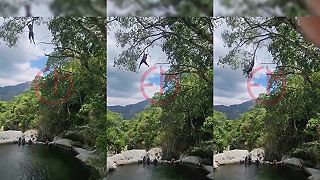 video Chcel skočiť zo stromu do vody, na hodine fyziky však nedával pozor