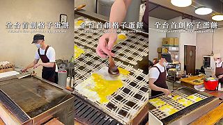 video Taiwanská špecialita: príprava mriežkovanej palacinky s vajíčkom