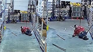 video Skladník vôbec nemal dobrý deň, škaredo plachtil a zlomil si nohu (DRSNÉ)