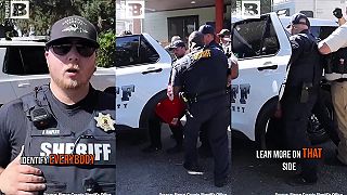 Celý tím policajtov musel zdvihnúť neochotného podozrivého z domáceho násilia