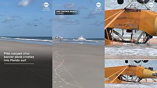 Pilot lietadla s reklamnou vlajkou havaroval v mori pri New Smyrna Beach