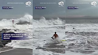 Surfer sa v poslednej chvíli zachránil pred nárazom do skál pri Newport Beach