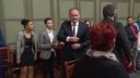 Príchod prezidenta Andreja Kisku na diskusiu o rómoch v Prešo