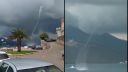 Vzdušný vír na mori pri chorvátskom ostrove Korčuľa