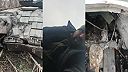 Ukrajinský vojak ukazuje, čo urobila ruská mína s jeho tankom