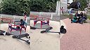 Z kolotoča urobili pomocou elektrických kolobežiek centrifúgu